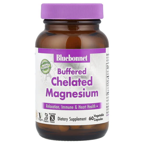 Bluebonnet Nutrition, Buffered Chelated Magnesium, 60 Vegetable Capsules (200 mg per Capsule)