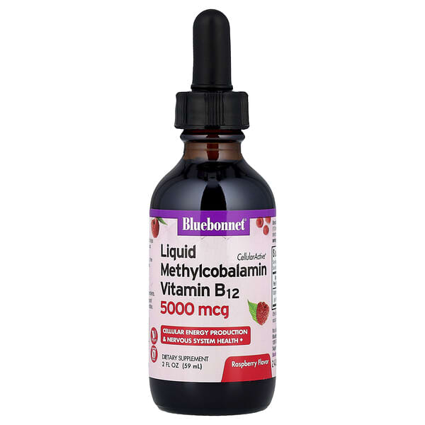Bluebonnet Nutrition, CellularActive® Liquid Methylcobalamin Vitamin B12,  Raspberry, 5,000 mcg, 2 fl oz (59 ml)
