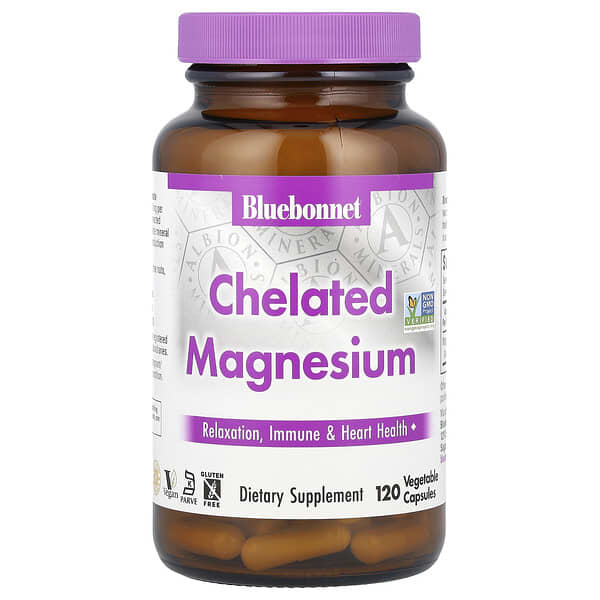 Bluebonnet Nutrition, Chelated Magnesium, 120 Vegetable Capsules (100 mg per Capsule)