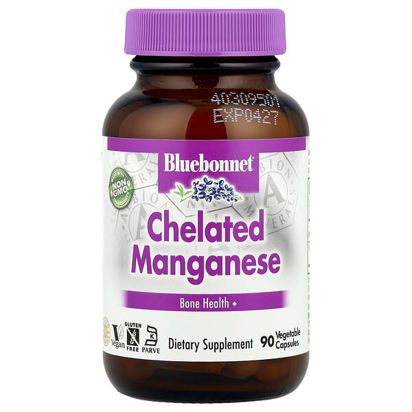 Bluebonnet Nutrition, Chelated Manganese, 10 mg, 90 Vegetable Capsules