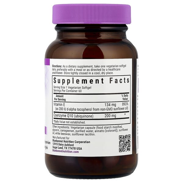 Alternative view of Bluebonnet Nutrition, CoQ10, 200 mg, 60 Vegetarian Softgels
