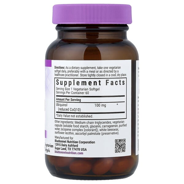 Alternative view of Bluebonnet Nutrition, CoQ10 Ubiquinol, 100 mg, 60 Vegetarian Softgels