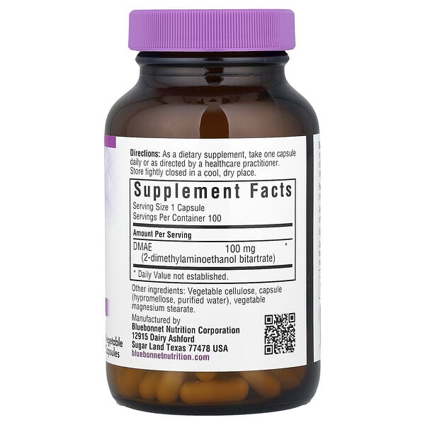 Alternative view of Bluebonnet Nutrition, DMAE, 100 mg, 100 Vegetable Capsules