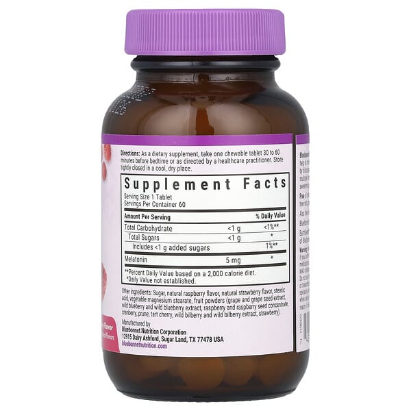 Alternative view of Bluebonnet Nutrition, Earth Sweet® Chewables, Melatonin, Raspberry, 5 mg, 60 Chewable Tablets