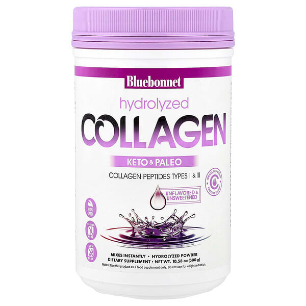 Bluebonnet Nutrition, Hydrolyzed Collagen Powder, Unflavored, 10.58 oz (300 g)