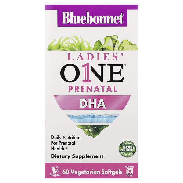 Bluebonnet Nutrition, Ladies' One® Prenatal DHA, 60 Vegetarian Softgels (200 mg per Softgel) 1 Bluebonnet Nutrition, Ladies' One® Prenatal DHA, 60 Vegetarian Softgels (200 mg per Softgel)