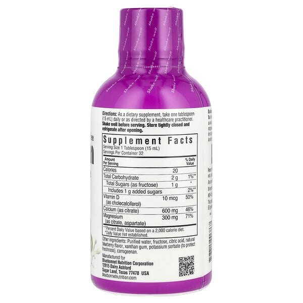 Alternative view of Bluebonnet Nutrition, Liquid Calcium Magnesium Citrate & Vitamin D3, Blueberry, 16 fl oz (473 ml)