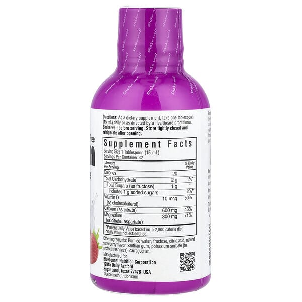 Alternative view of Bluebonnet Nutrition, Liquid Calcium, Magnesium Citrate & Vitamin D3, Strawberry, 16 fl oz (473 ml)