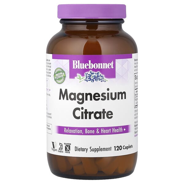 Bluebonnet Nutrition, Magnesium Citrate, 120 Caplets (200 mg per Caplet)