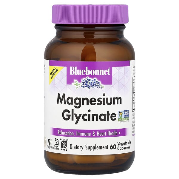 Bluebonnet Nutrition, Magnesium Glycinate, 60 Vegetable Capsules (100 mg per Capsule)
