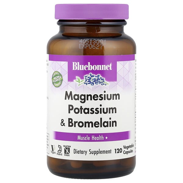 Bluebonnet Nutrition, Magnesium Potassium & Bromelain, 120 Vegetable Capsules