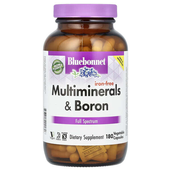Bluebonnet Nutrition, Multiminerals & Boron, Iron-Free, 180 Vegetable Capsules