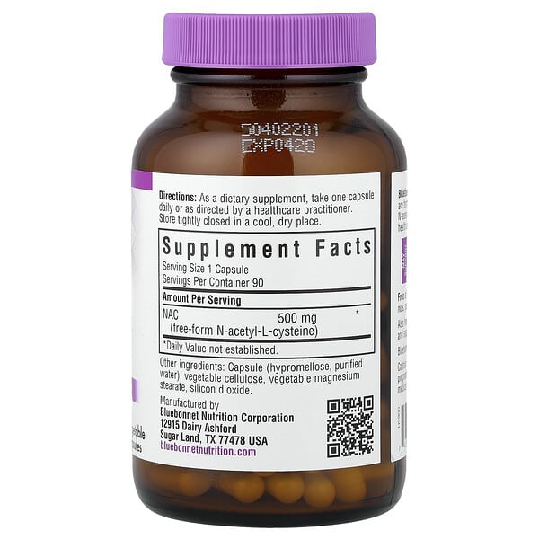 Alternative view of Bluebonnet Nutrition, NAC, 500 mg, 90 Vegetable Capsules
