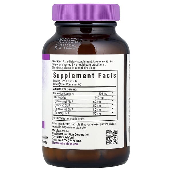 Alternative view of Bluebonnet Nutrition, Nucleotide Complex, RNA / DNA, 60 Vegetable Capsules