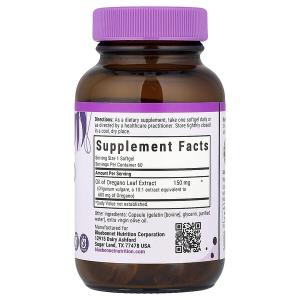 Alternative view of Bluebonnet Nutrition, Oil of Oregano, Leaf Extract, 60 Softgels (150 mg per Softgel)
