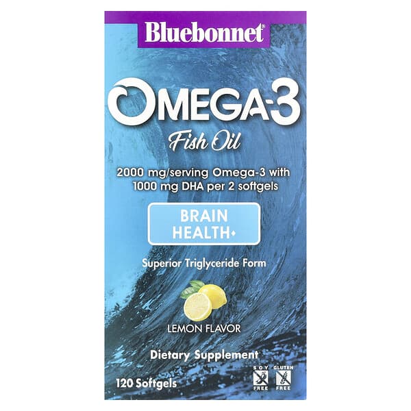 Bluebonnet Nutrition, Omega-3 Fish Oil, Lemon, 120 Softgels