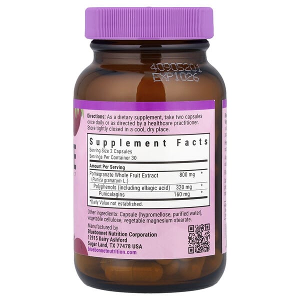 Alternative view of Bluebonnet Nutrition, Pomegranate Whole Fruit Extract, 60 Vegetable Capsules