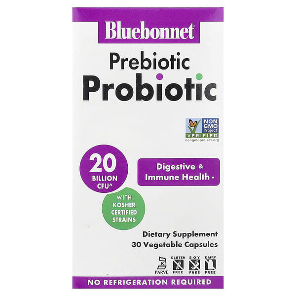 Bluebonnet Nutrition, Prebiotic Probiotic, 30 Vegetable Capsules