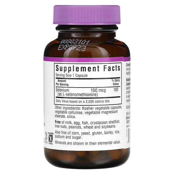 Alternative view of Bluebonnet Nutrition, Selenium, 100 mcg, 90 Vegetable Capsules