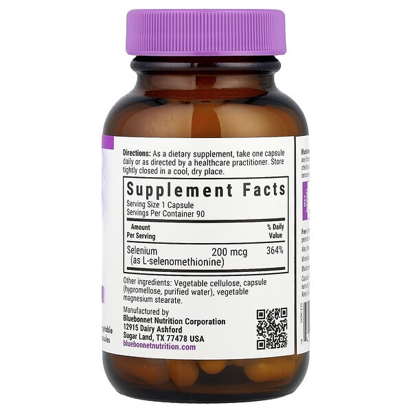 Alternative view of Bluebonnet Nutrition, Selenium, 200 mcg, 90 Vegetable Capsules