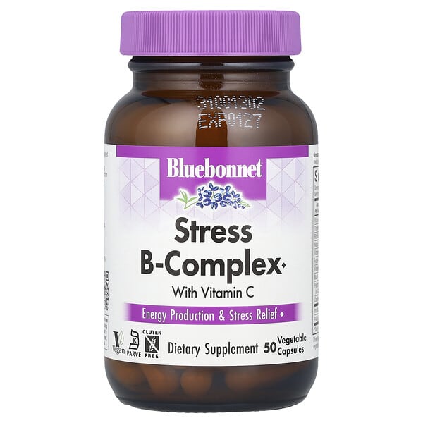 Bluebonnet Nutrition, Stress B-Complex With Vitamin C, 50 Vegetable Capsules 2 Bluebonnet Nutrition, Stress B-Complex With Vitamin C, 50 Vegetable Capsules