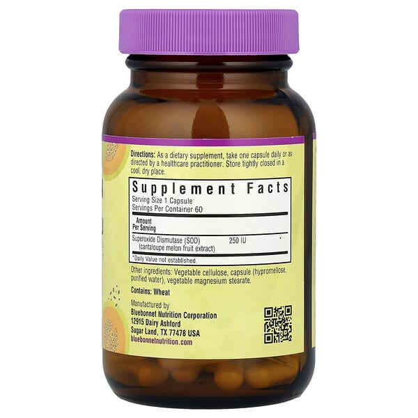Alternative view of Bluebonnet Nutrition, Vegetarian SOD, Cantaloupe Fruit Extract, 250 IU, 60 Vegetable Capsules