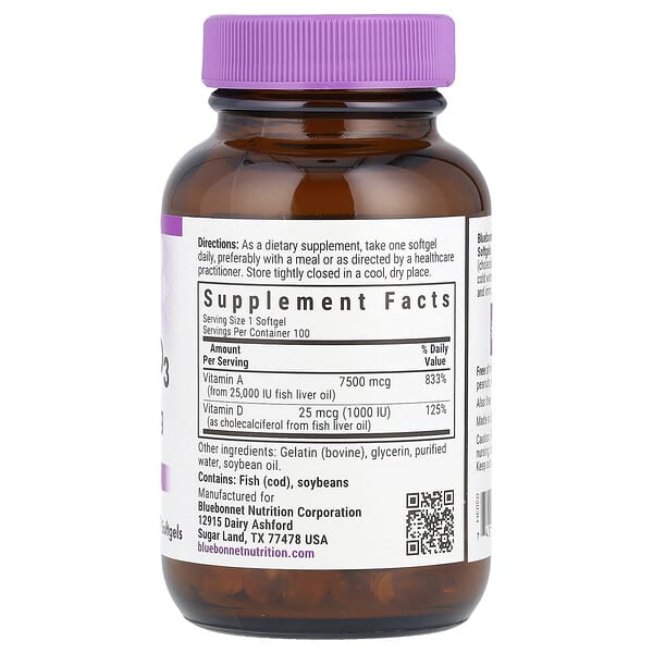 Alternative view of Bluebonnet Nutrition, Vitamin A & D3, 100 Softgels