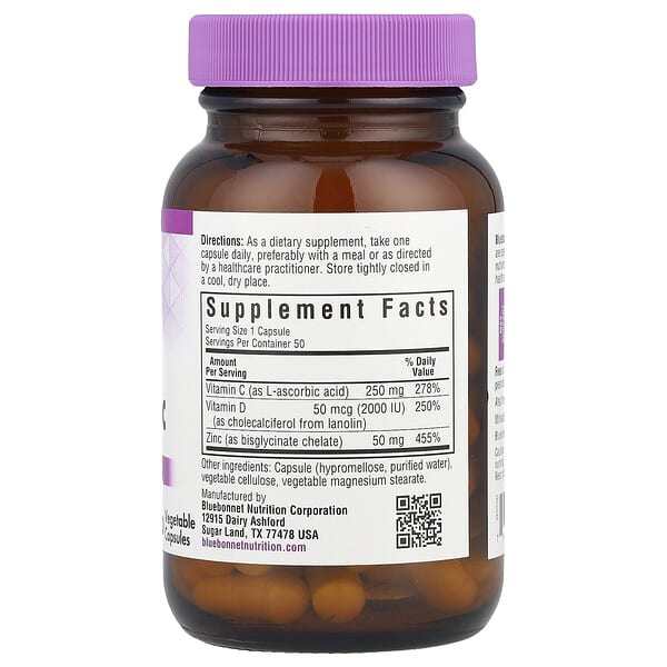 Alternative view of Bluebonnet Nutrition, Vitamin C, D3 & Zinc, 50 Vegetable Capsules
