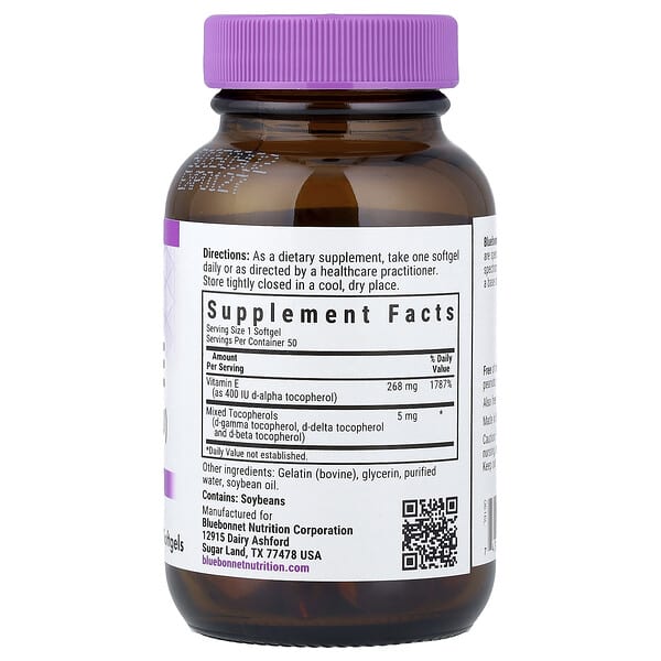 Alternative view of Bluebonnet Nutrition, Vitamin E, 268 mg (400 IU), 50 Softgels