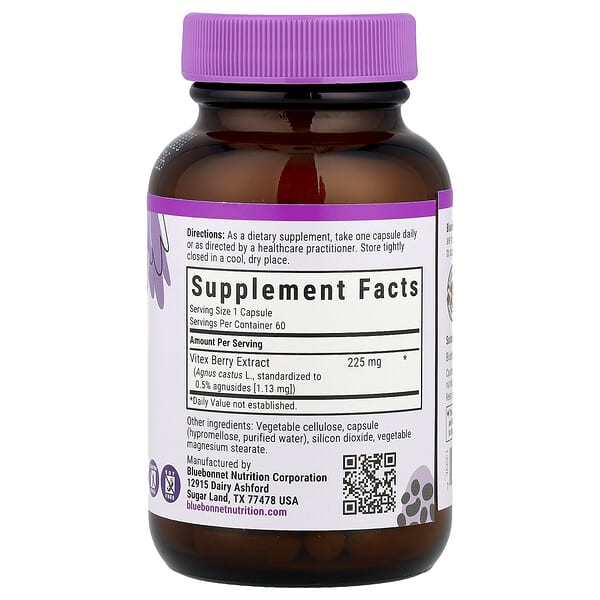 Alternative view of Bluebonnet Nutrition, Vitex Berry Extract, 60 Vegetable Capsules (225 mg per Capsule)