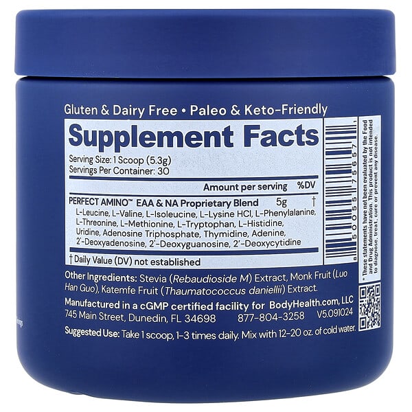 Alternative view of BodyHealth, Perfect Amino™, Unflavored, 5.61 oz (159 g)