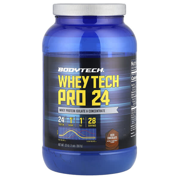 BodyTech, Whey Tech Pro 24, Rich Chocolate, 2 lbs (907 g)