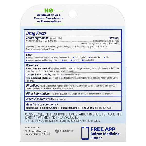 Alternative view of Boiron, Arnica Montana, 30C, 3 Tubes, Approx. 80 Pellets Each