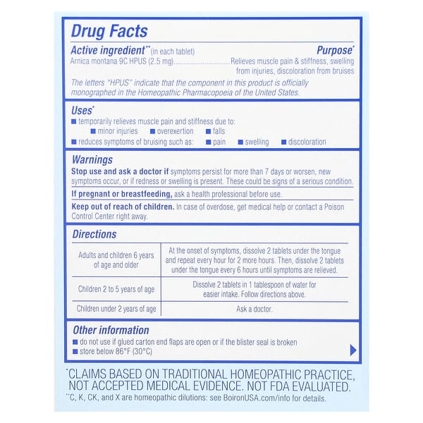 Alternative view of Boiron, Arnicare, Arnica Montana Meltaway Tablets, Unflavored, 60 Meltaway Tablets