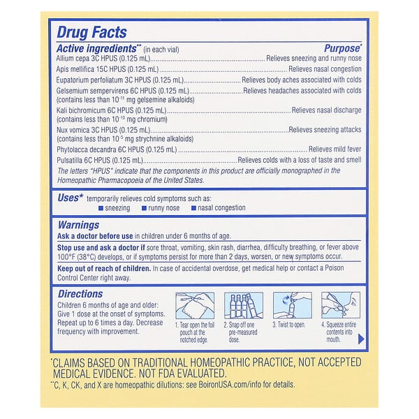 Alternative view of Boiron, Cold Calm Baby, Liquid Doses, Cold Relief, 6+ Months, 30 Pre-Measured Liquid Doses, 0.034 fl oz (1 ml) Each