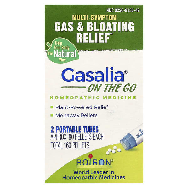 Boiron, Gasalia® On The Go, 2 Portables Tubes, 80 Pellets Each