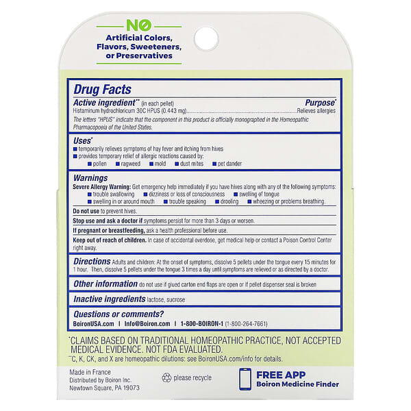 Alternative view of Boiron, Histaminum Hydrochloricum 30C, 3 Tubes, 80 Meltaway Pellets Each