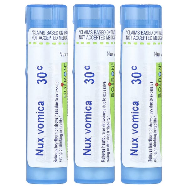 Boiron, Nux Vomica 30C, 3 Tubes, Approx 80 Pellets Each