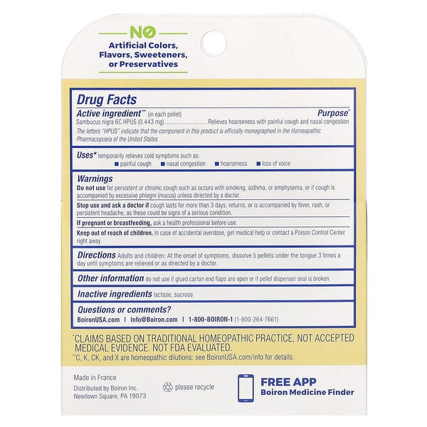 Alternative view of Boiron, Sambucus, Meltaway Pellets, 6C, 3 Tubes, Approx. 80 Pellets Each