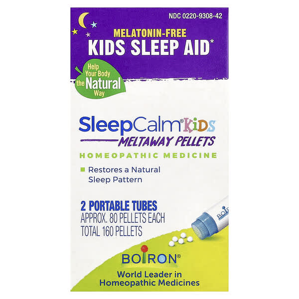 Boiron, SleepCalm® Kids, 2 Portable Tubes, 80 Pellets Each
