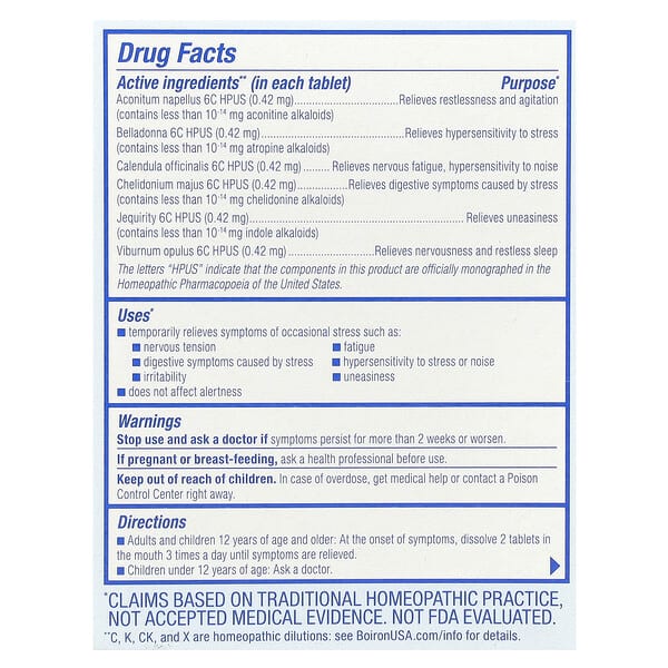 Alternative view of Boiron, StressCalm®, Unflavored, 60 Meltaway Tablets