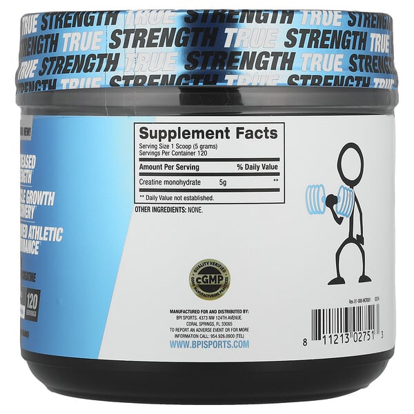 Alternative view of BPI Sports, Micronized Creatine, Unflavored, 1.32 lbs (600 g)