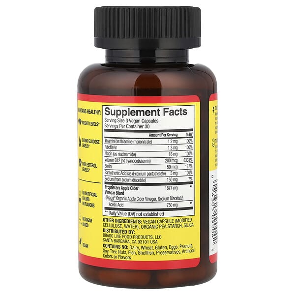 Alternative view of Bragg, Energy, Apple Cider Vinegar + 6 B Vitamins, 90 Capsules