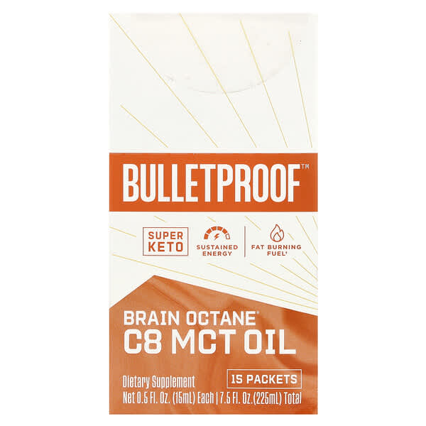 BulletProof, Brain Octane® C8 MCT Oil , 15 Packets, 0.5 fl oz (15 ml) Each 4 BulletProof, Brain Octane® C8 MCT Oil , 15 Packets, 0.5 fl oz (15 ml) Each
