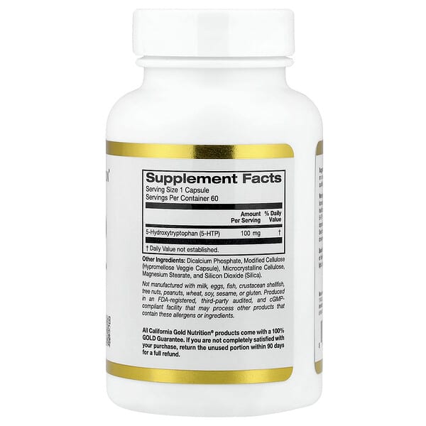 Alternative view of California Gold Nutrition, 5-HTP, 100 mg, 60 Veggie Capsules