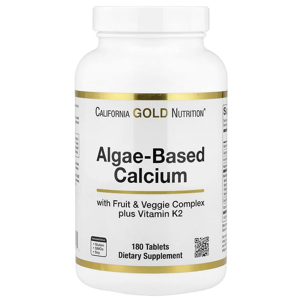 California Gold Nutrition, Algae-Based Calcium with Calcium, Vitamin D3, and Magnesium, Organic Strawberry, Raspberry, and Blueberry, 180 Tablets