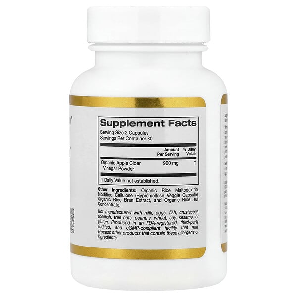 Alternative view of California Gold Nutrition, Apple Cider Vinegar, 60 Veggie Capsules (450 mg per Capsule)