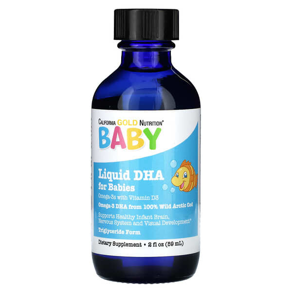 Alternative view of California Gold Nutrition, Baby's DHA, Omega-3s with Vitamin D3 and EPA, 2 fl oz (59 ml)