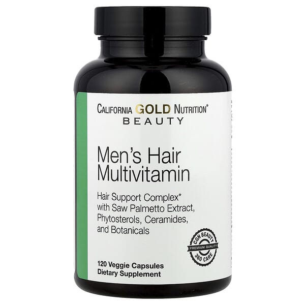 California Gold Nutrition, Beauty, Men's Hair Multivitamin, 120 Veggie Capsules