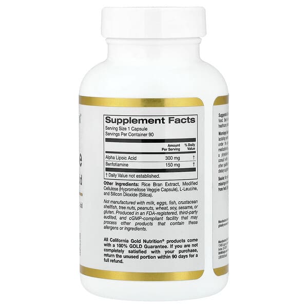 Alternative view of California Gold Nutrition, Benfotiamine + Alpha Lipoic Acid, 90 Veggie Capsules